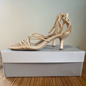 Franco Sarto Mayann Nude Strappy Kitten Heels Size 9.5M